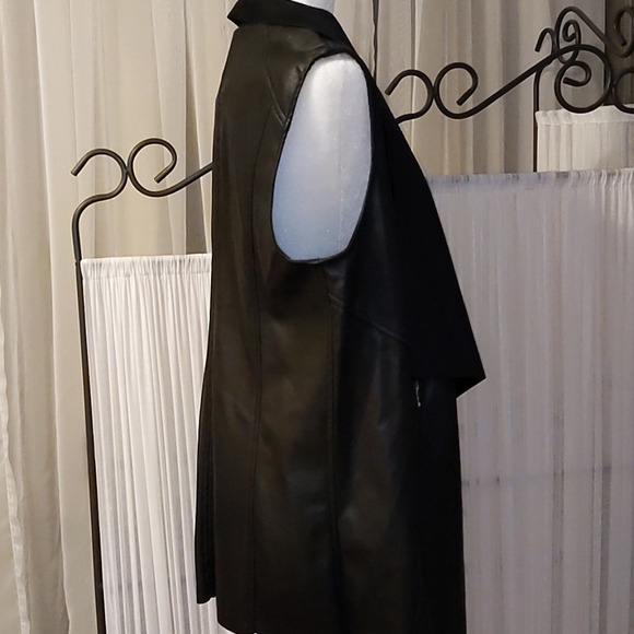 🇨🇦 Sz XL Joan Vass New York Faux Leather Vest - Picture 4 of 13